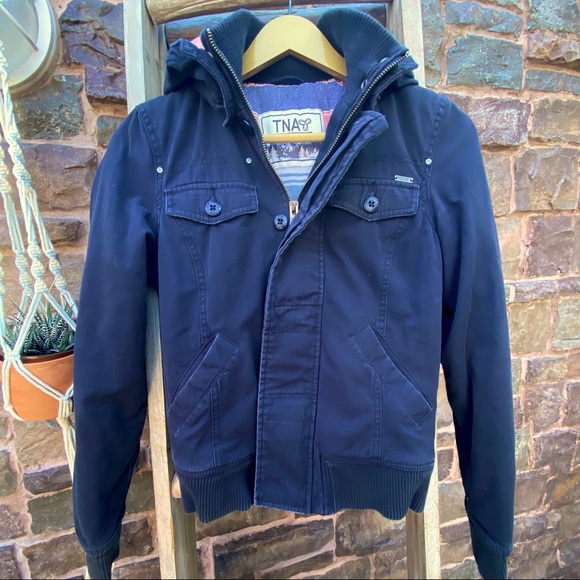 ✨TNA ARTIZIA BOMBER FLANNEL LINED WINTER JACKET WITH DETACHABLE HOOD XS - Picture 2 of 15